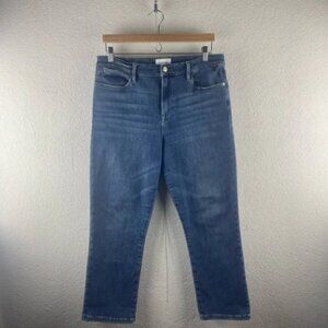 FRAME l 32 Le High Straight High Rise Super Stretch Denim Cropped Jeans Bestia